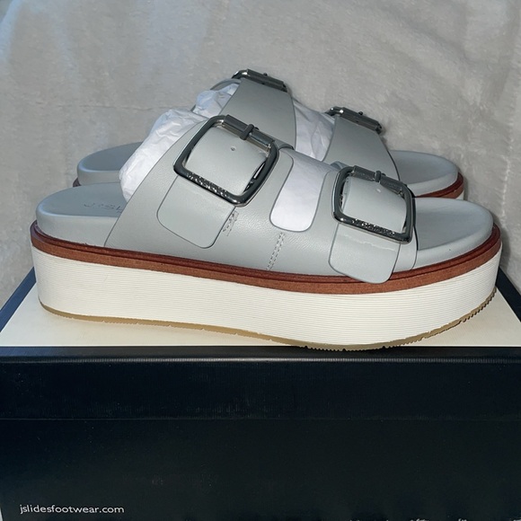NWT J/SLIDES BOWIE Grey Leather Sandal - Picture 9 of 15